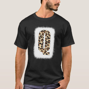 Camiseta Letra de impresión Cheetah Q Letra inicial Q Leopa