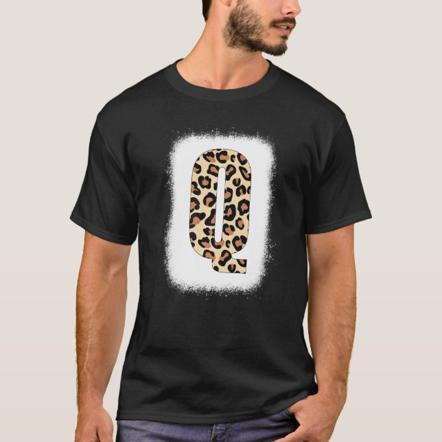 Camiseta Letra de impresión Cheetah Q Letra inicial Q Leopa (Anverso)
