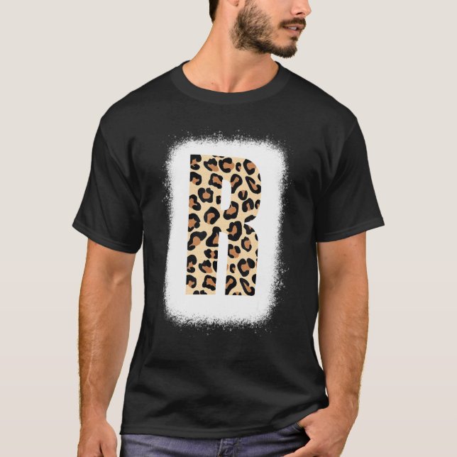 Camiseta Letra de impresión Cheetah R Letra inicial R Leopa (Anverso)
