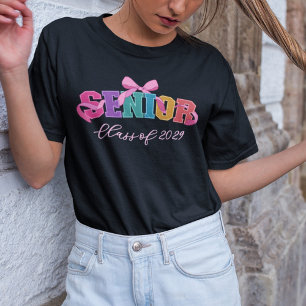 Camiseta Letra de la hermandad de lazo rosa Clase de gradua