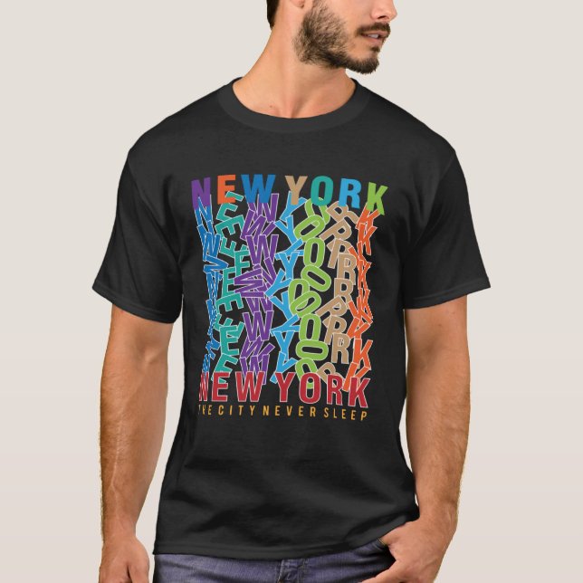 Camiseta Letra de moda retro grande de Apple de Nueva York (Anverso)