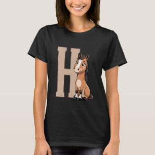 Camiseta Letra del alfabeto H con retrato de animal de caba