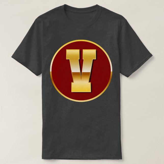 Camiseta Letra dorada V (Diseño del anverso)