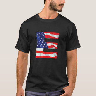 Camiseta Letra E Capital Alphabet Usa Monogr Bandera Estado