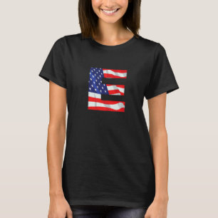 Camiseta Letra E Capital Alphabet Usa Monogr Bandera Estado
