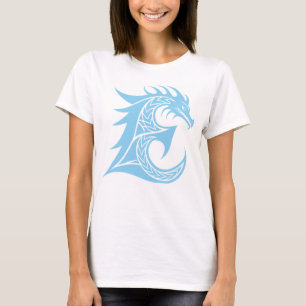 Camiseta Letra E de estilo dragón, alfabeto de dragón, mono