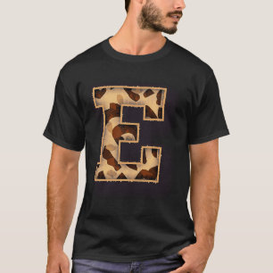 Camiseta Letra E Inicial Nombre Bonito Leopardo Guepardo An