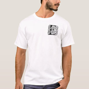 Camiseta Letra E Monograma Estampa de Nudo Céltico Vintage
