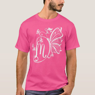Camiseta Letra estética del núcleo de la flor de mariposa g