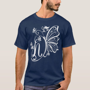 Camiseta Letra estética del núcleo de la flor de mariposa g
