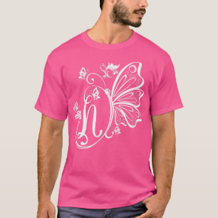 Camiseta Letra estética del núcleo de la flor de mariposa g