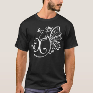 Camiseta Letra estética del núcleo de la flor de mariposa g