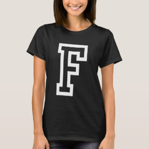 Camiseta Letra F contorno negrita en blanco grande 1