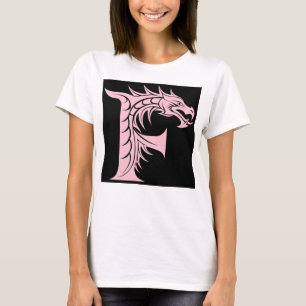 Camiseta Letra F de estilo dragón, alfabeto de dragón, mono