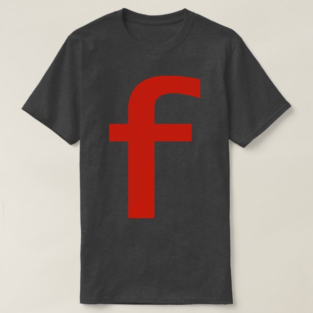Camiseta Letra f en texto rojo tipografía mínima (Diseño del anverso)