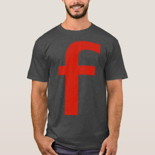 Camiseta Letra f en texto rojo tipografía mínima
