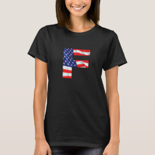 Camiseta Letra F mayúscula alfabeto bandera Estados Unidos