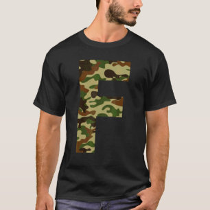 Camiseta Letra F mayúscula Camuflaje alfabético inicial