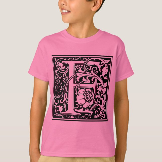Camiseta Letra F Monograma medieval Art Nouveau (Anverso)
