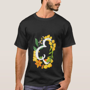 Camiseta Letra femenina E mayúscula Flores de alfabeto mono