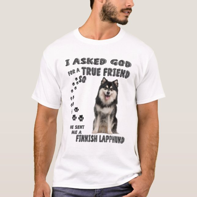 Camiseta Letra finlandesa lapphund cita a mamá papá Print,  (Anverso)