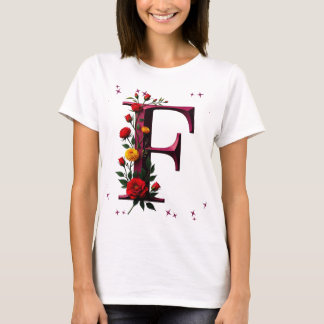 Camiseta Letra floral ilustrada "F"