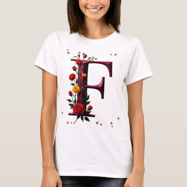 Camiseta Letra floral ilustrada "F" (Anverso)
