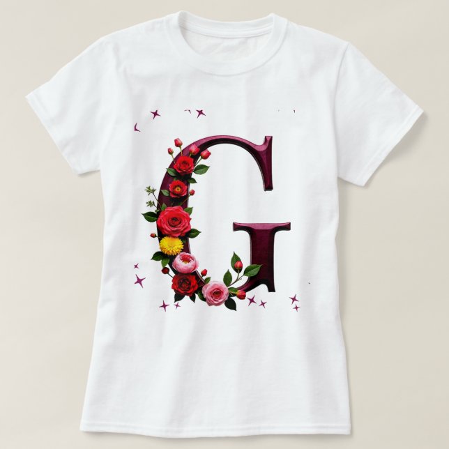 Camiseta Letra floral ilustrada "G" (Diseño del anverso)