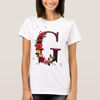 Camiseta Letra floral ilustrada "G"