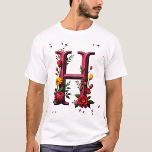 Camiseta Letra floral ilustrada "I"