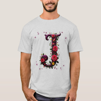 Camiseta Letra floral ilustrada "J"