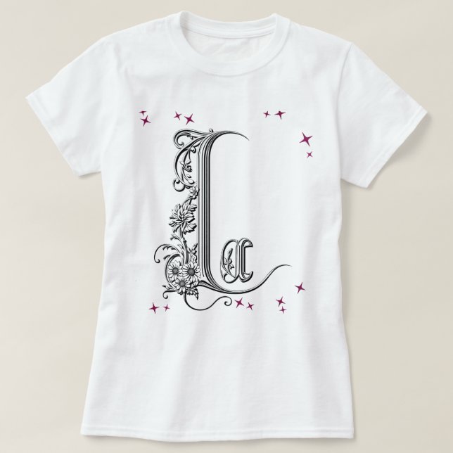 Camiseta Letra floral ilustrada "L" (Diseño del anverso)