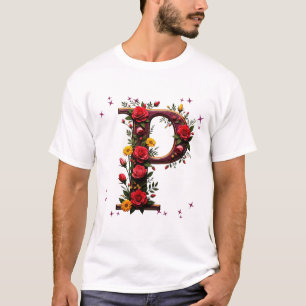 Camiseta Letra floral ilustrada "P"