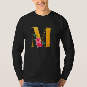 Camiseta Letra floral M alfabeta cúpula monograma inicial M