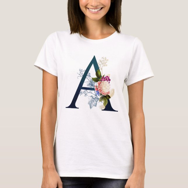 Camiseta Letra floral minúscula a monograma (Anverso)