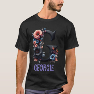 Camiseta Letra floral negra nombre de Chica alfabeto georgi