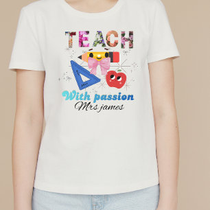 Camiseta Letra floral personalizada coquette lazo profesora