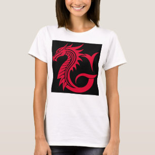 Camiseta Letra G de estilo dragón, alfabeto de dragón, mono