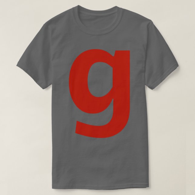 Camiseta Letra g en texto rojo tipografía mínima (Diseño del anverso)