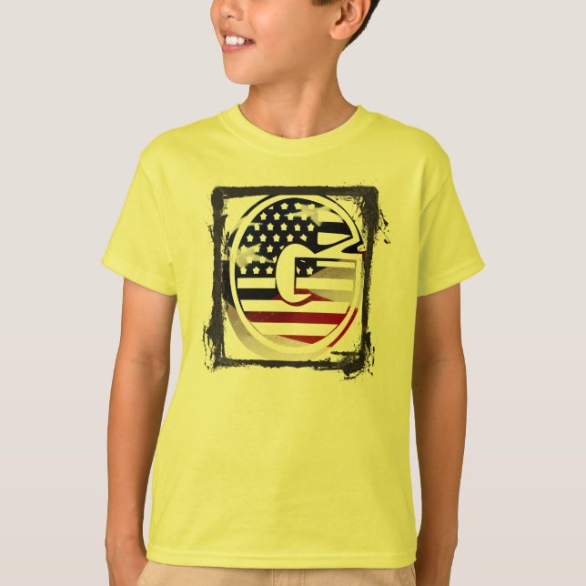 Camiseta Letra G monograma inicial USA (Anverso)