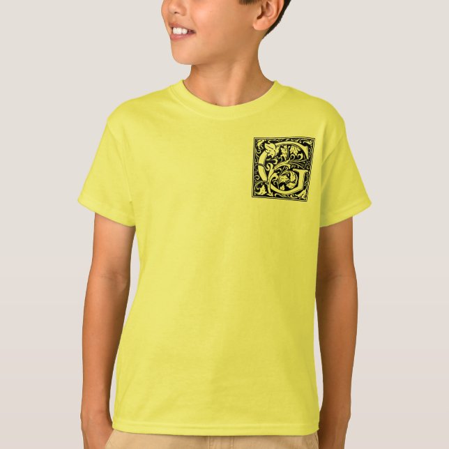Camiseta Letra G Monograma medieval Art Nouveau (Anverso)