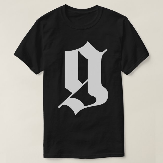 Camiseta letra g para gótico (Diseño del anverso)