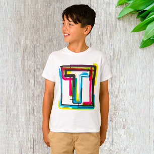 Camiseta Letra gruesa T negrita tipografía urbana colorida