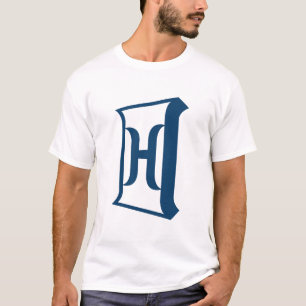 Camiseta Letra H Azul Real Monograma Inicial Elegante