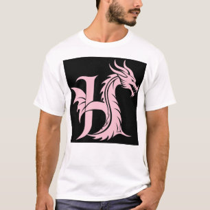 Camiseta Letra H de estilo dragón, alfabeto de dragón, mono