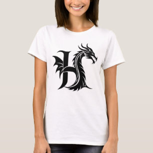 Camiseta Letra H de estilo dragón, alfabeto de dragón, mono