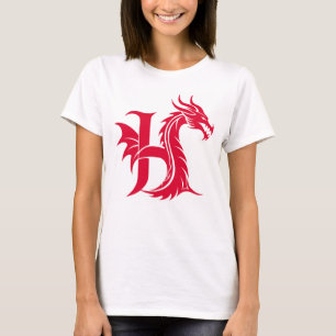 Camiseta Letra H de estilo dragón, alfabeto de dragón, mono