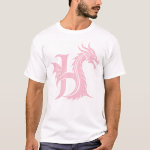 Camiseta Letra H de estilo dragón, alfabeto de dragón, mono