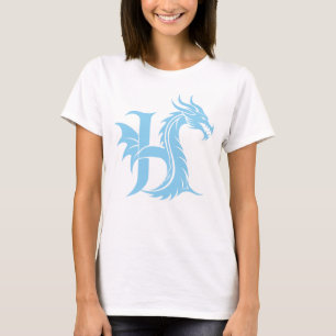Camiseta Letra H de estilo dragón, alfabeto de dragón, mono