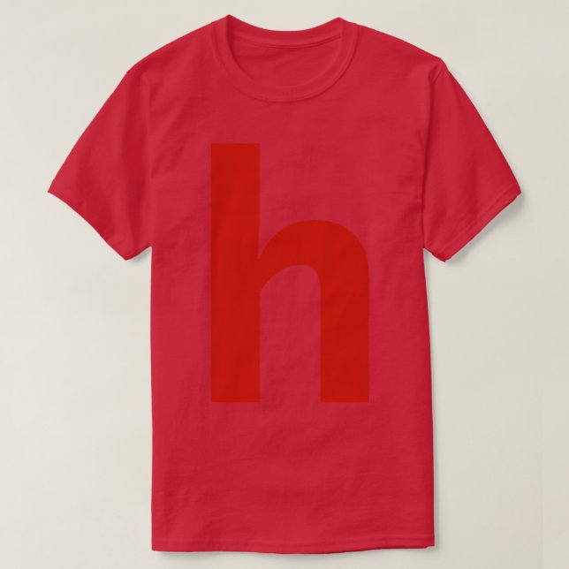 Camiseta Letra h en texto rojo tipografía mínima (Diseño del anverso)